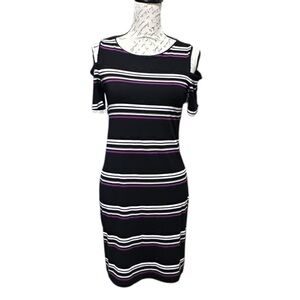 WHBM Stripe Cold Shoulder Jersey Knit Dress Size XS